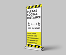 Please Social Distance Warning Roller Banner | Elevate Signs