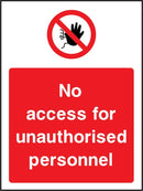 No Access for Unauthorised Personnel Sign | Elevate Signs