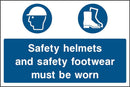Wear Safety Helmets & Footwear Sign