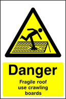 Danger: Fragile Roof, Use Crawling Boards Sign | Elevate Signs