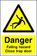 Danger: Falling Hazard, Close Trap Door Sign | Elevate Signs
