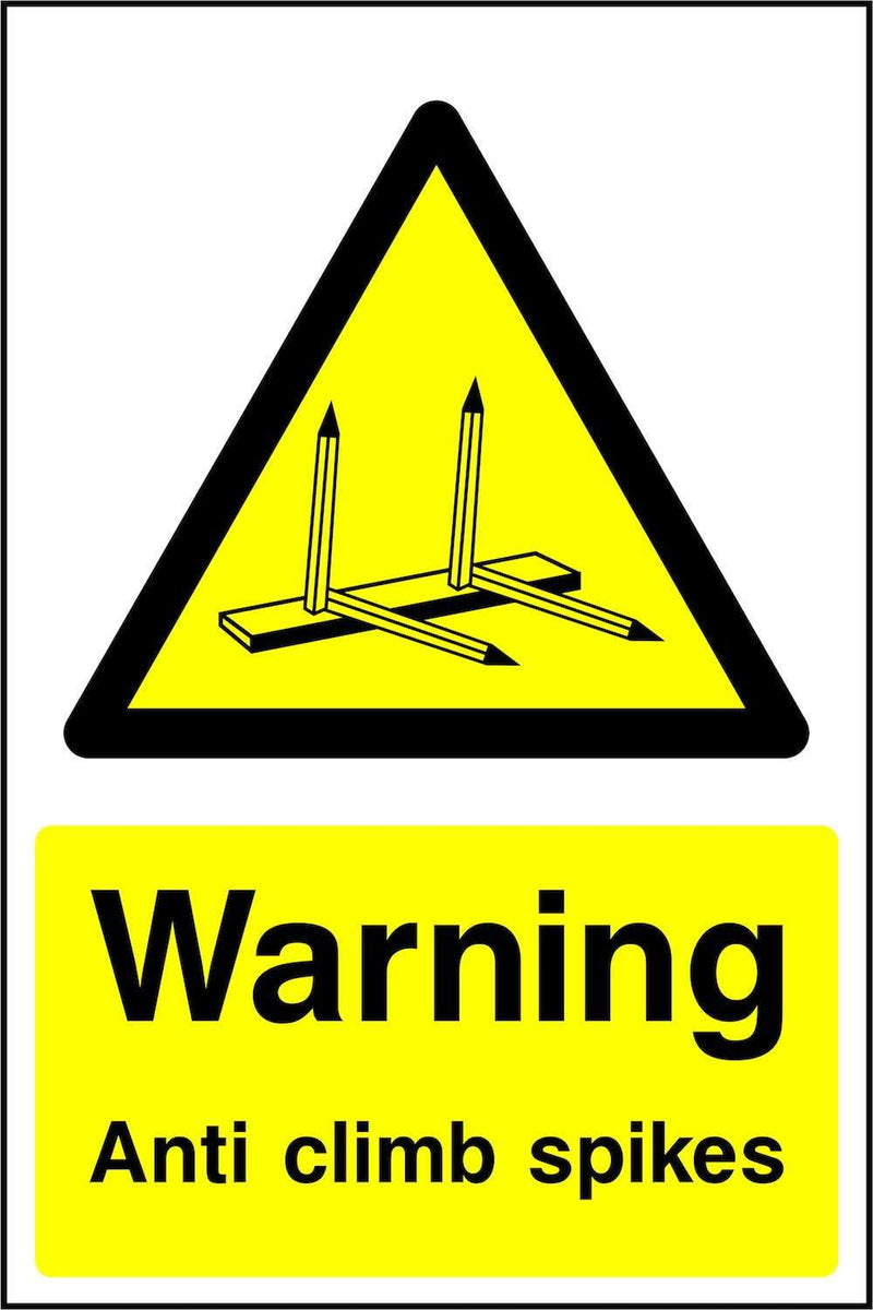 Warning: Anti-Climb Spikes Sign