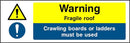 Warning: Fragile Roof, Use Crawling Boards Sign