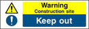 Warning: Construction Site, Keep Out Sign