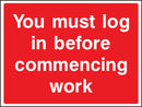 Log In Before Commencing Work Sign | Elevate Signs