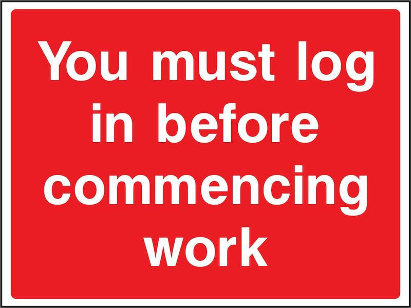 Log In Before Commencing Work Sign | Elevate Signs