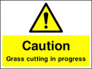 Caution: Grass Cutting In Progress Sign | Elevate Signs