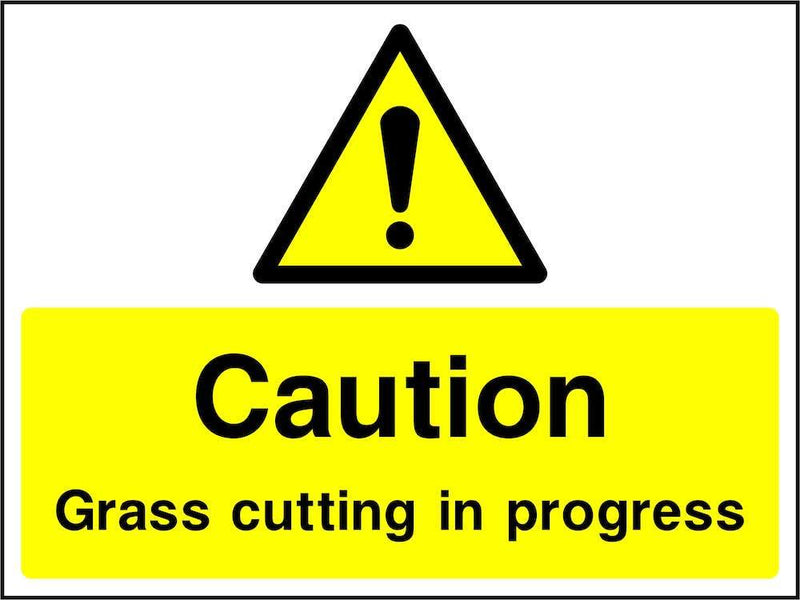 Caution: Grass Cutting In Progress Sign | Elevate Signs