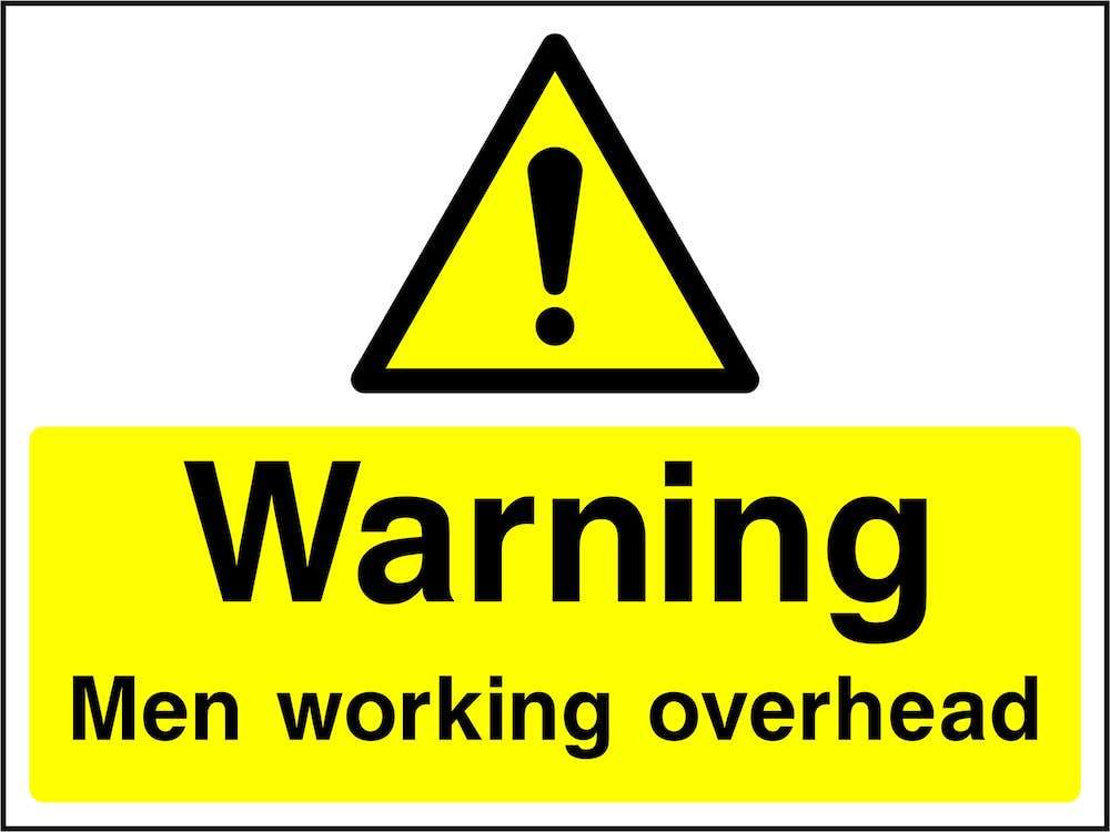 Warning: Men Working Overhead Sign | GQ Signs Ltd