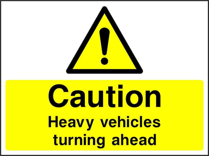 Caution: Heavy Vehicles Turning Ahead Sign | Elevate Signs