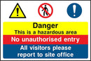 Hazardous Area: Hazard Warning Sign | Elevate Signs