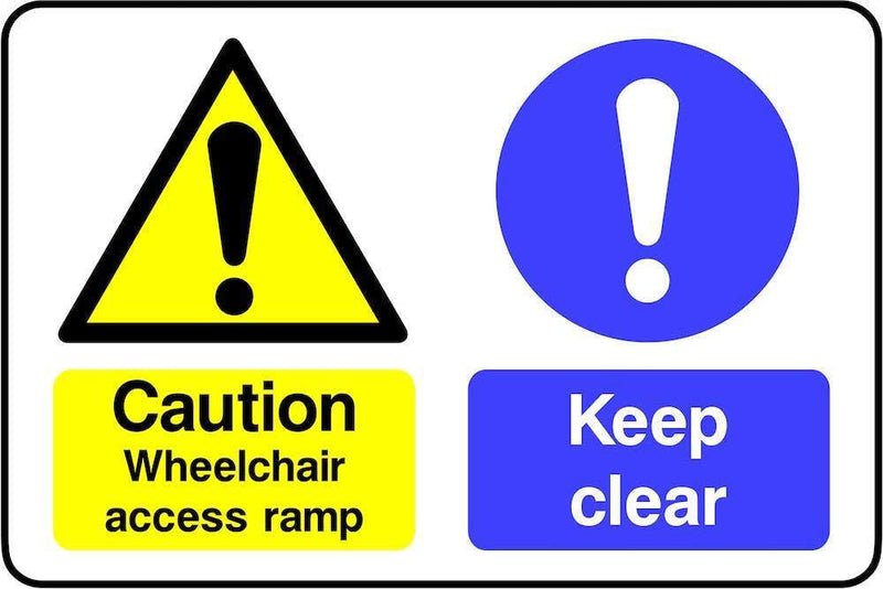 Caution: Wheelchair Access Ramp, Keep Clear Sign | Elevate Signs