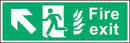 Fire Exit Sign: Forward, Left Arrow (Flames) | Elevate Signs
