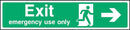 Emergency Use Only Exit Sign: Right Arrow | Elevate Signs