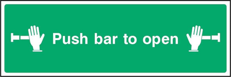 Fire Door Sign: Push Bar to Open (Illustration) | Elevate Signs