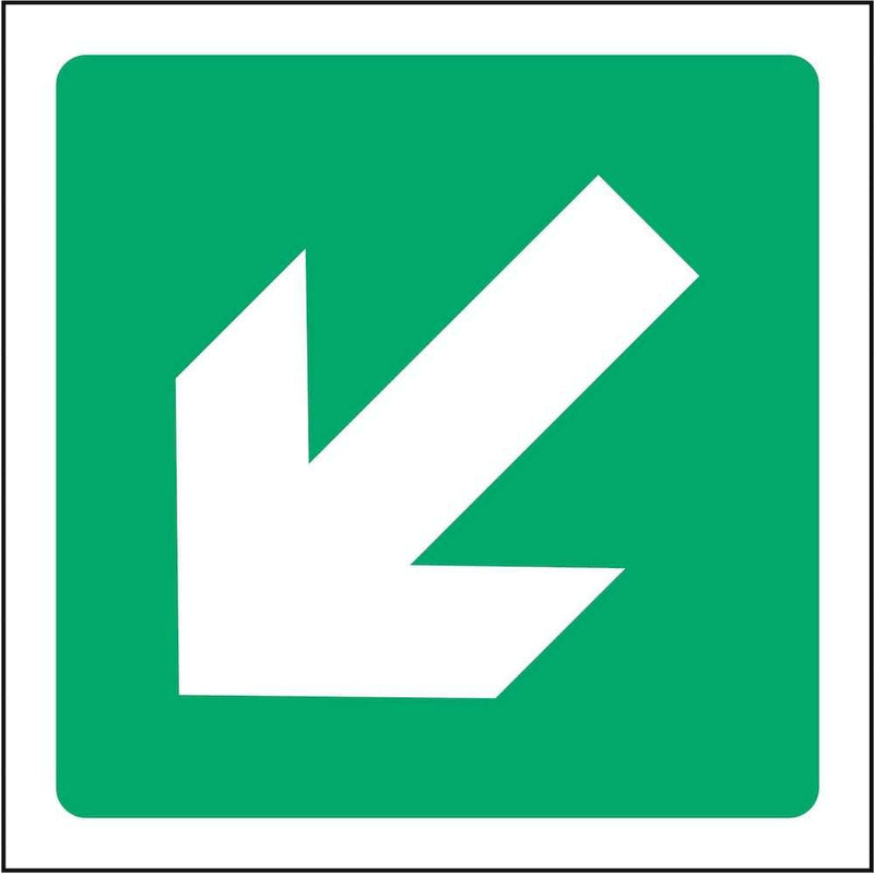 Directional Escape Sign Emergency Escape Direction Sign: Angled, Left Arrow | GQ Signs Ltd