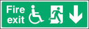 Disability Fire Exit Sign: Backward Arrow