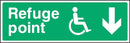 Disability Refuge Point Sign: Backward Arrow | Elevate Signs