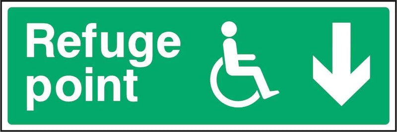 Disability Refuge Point Sign: Backward Arrow | Elevate Signs