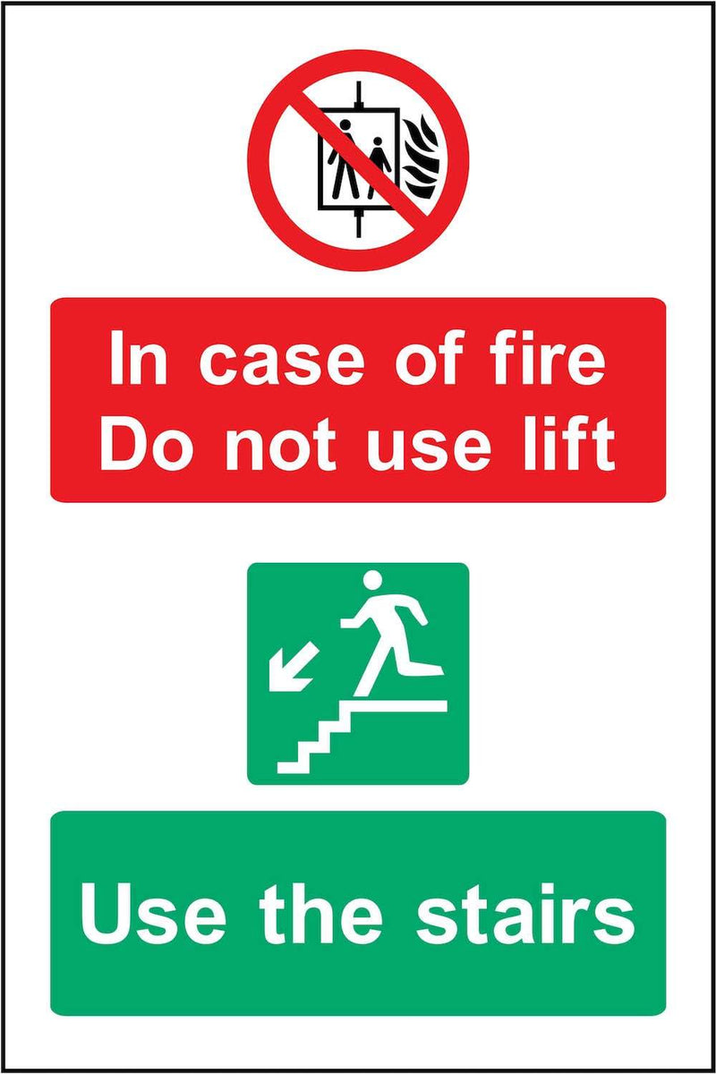 In Case Of Fire, Do Not Use Lift, Use Stairs Sign | Elevate Signs