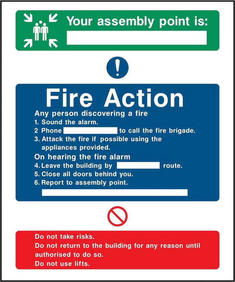 Fire Action Notice Sign: Assembly Point Information | Elevate Signs