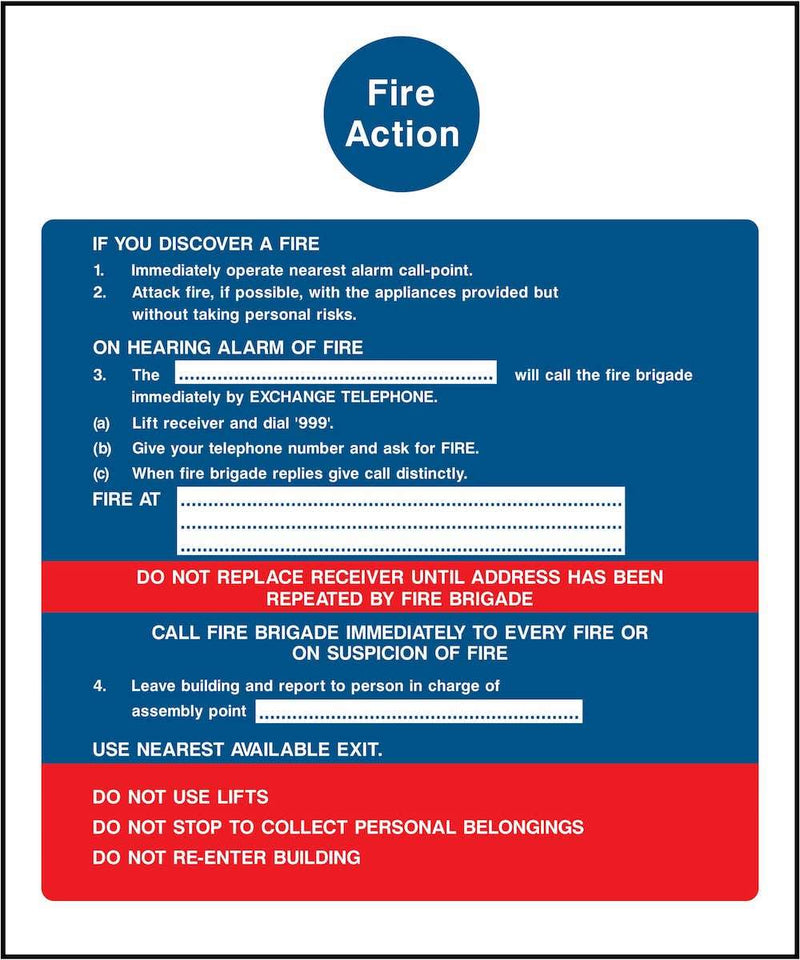 Fire Action Notice Sign: Editable Address of Fire | Elevate Signs