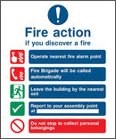 Simple Fire Action Notice Sign: Five Points
