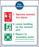 Fire Action Notice Sign: 3 Points with Images | Elevate Signs