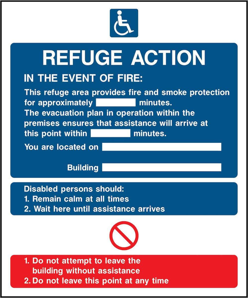 Disability Refuge Action Notice Sign | Elevate Signs