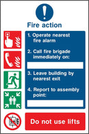 Simple Fire Action Notice: Three Point Sign