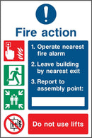 Simple Fire Action Notice Sign: Three Points