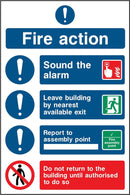 Simple Fire Action Notice Sign: Three Points