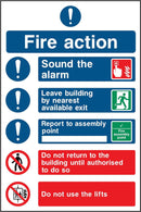 Simple Fire Action Notice Sign: Three Points