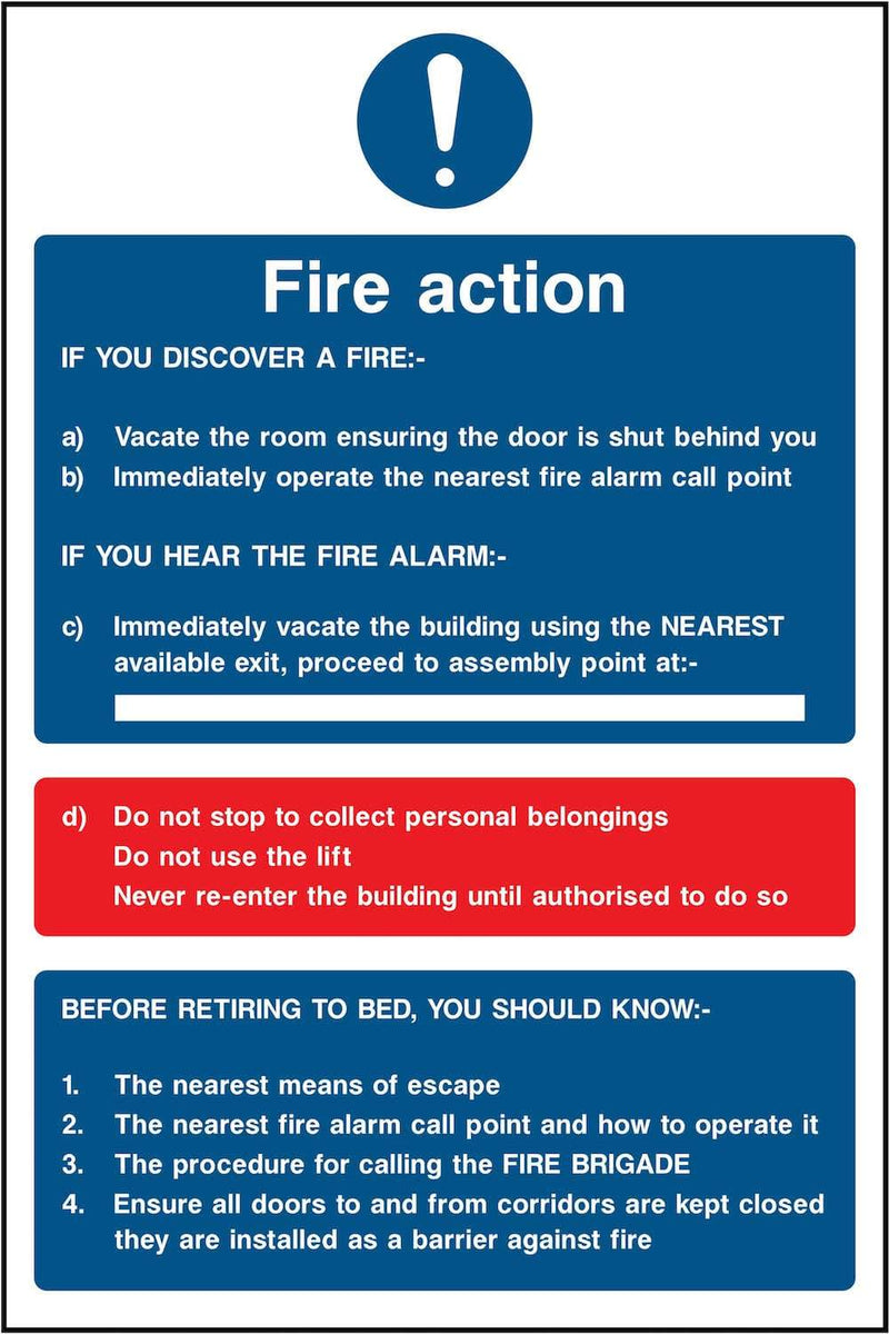 Fire Action Notice Sign: For Hotels | Elevate Signs