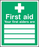 First Aiders Sign: Editable List | Elevate Signs