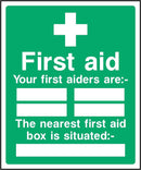First Aiders Sign: List & First Aid Box | Elevate Signs