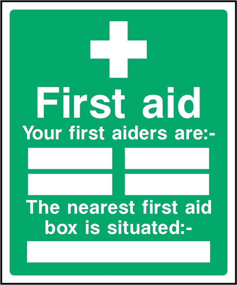 First Aiders Sign: List & First Aid Box | Elevate Signs