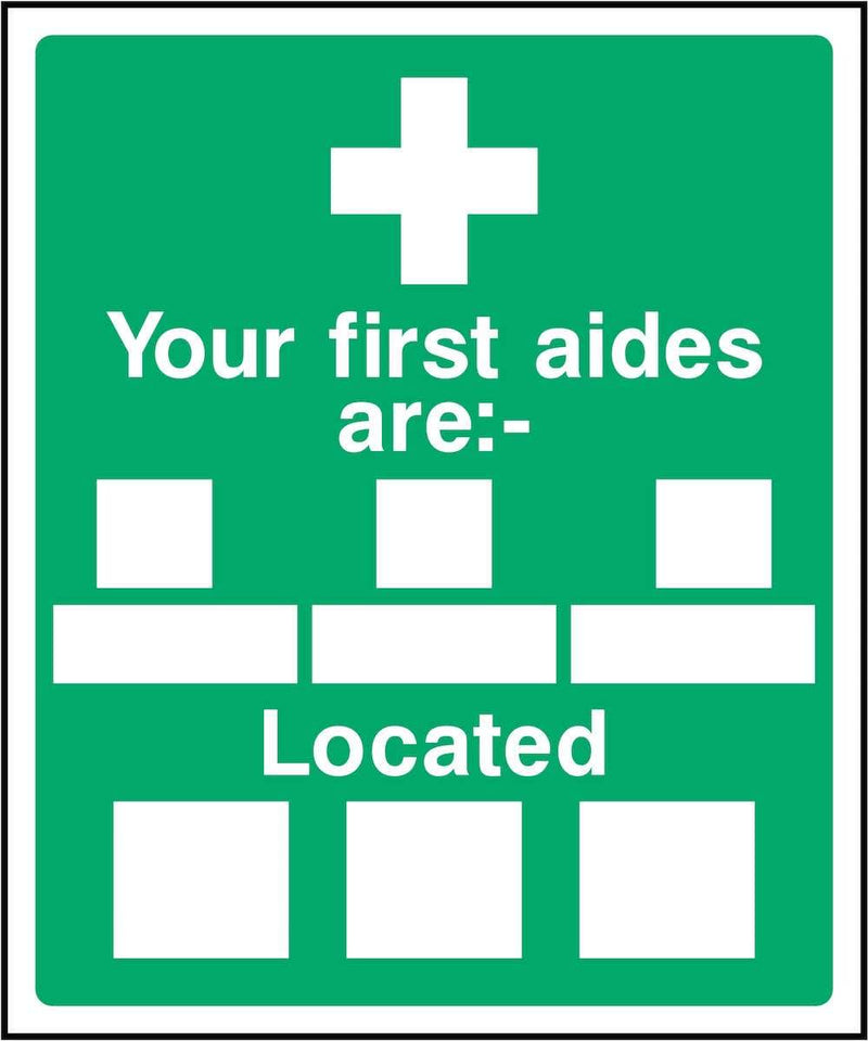 First Aides Sign: Editable List & Locations | Elevate Signs