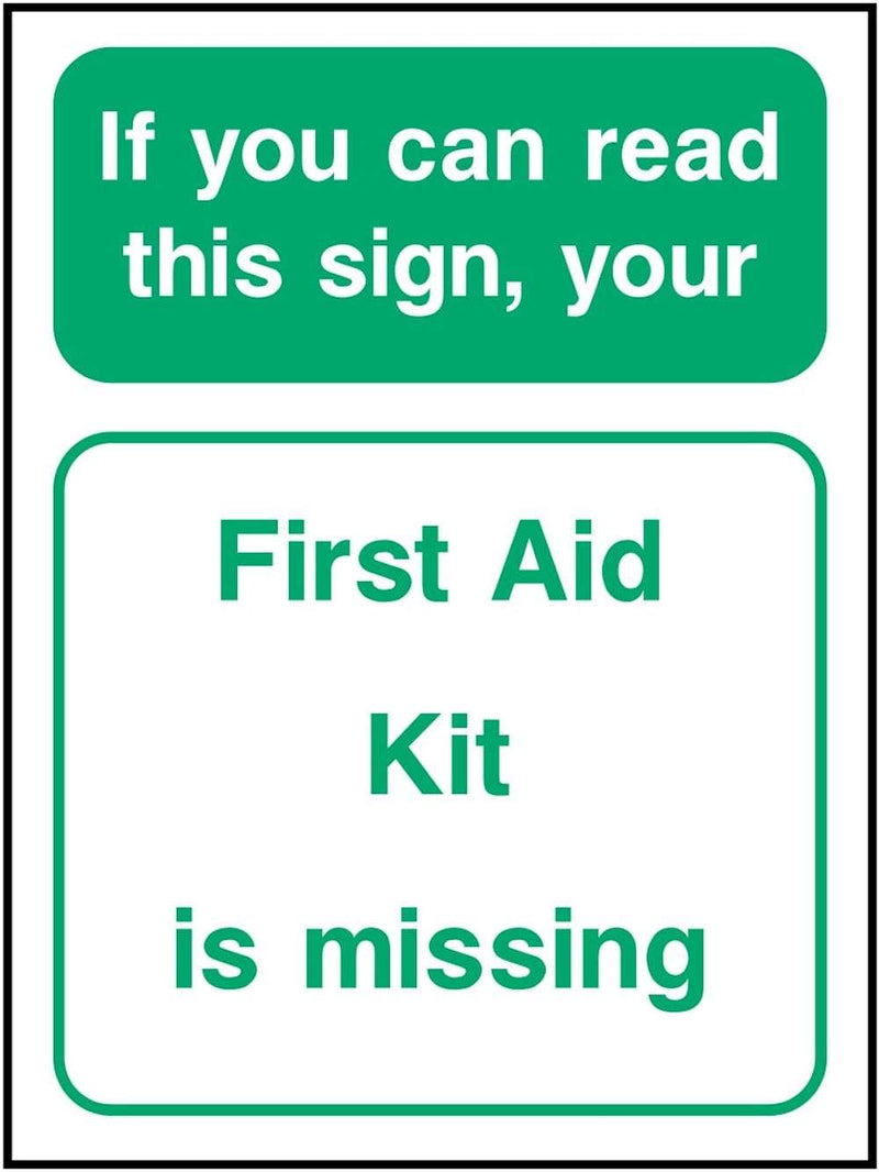 First Aid Sign: First Aid Kit Missing | Elevate Signs