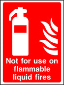 Fire Extinguisher Sign: Not For Use on Flammable Liquid Fires | Elevate Signs