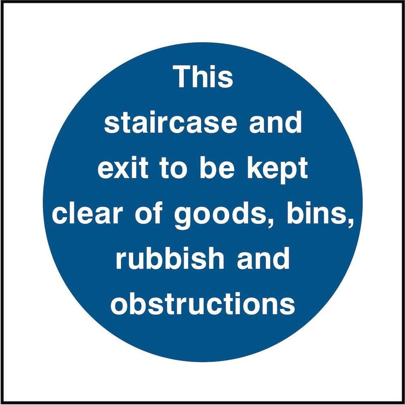 Keep Staircase & Exit Clear Sign | Elevate Signs