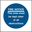 Fire Notice Sign: Keep Area Clear | Elevate Signs