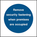 Emergency Escape Door Sign: Remove Security Fastening | Elevate Signs