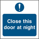Emergency Escape Door Sign: Close At Night | Elevate Signs