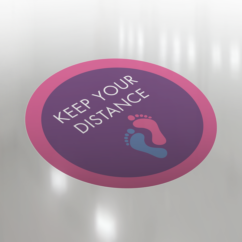Keep Your Distance (Purple Footprints) Floor Sticker