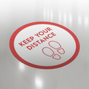 Keep Your Distance (Red Footprints) Red Floor Sticker