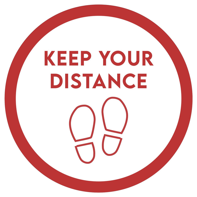 Keep Your Distance (Red Footprints) Red Floor Sticker | Elevate Signs