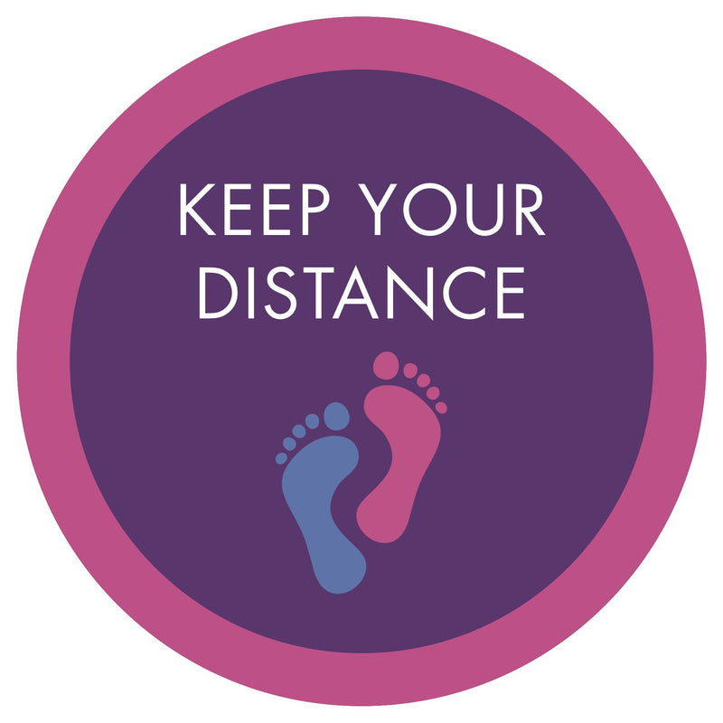 Keep Your Distance (Purple Footprints) Floor Sticker | Elevate Signs