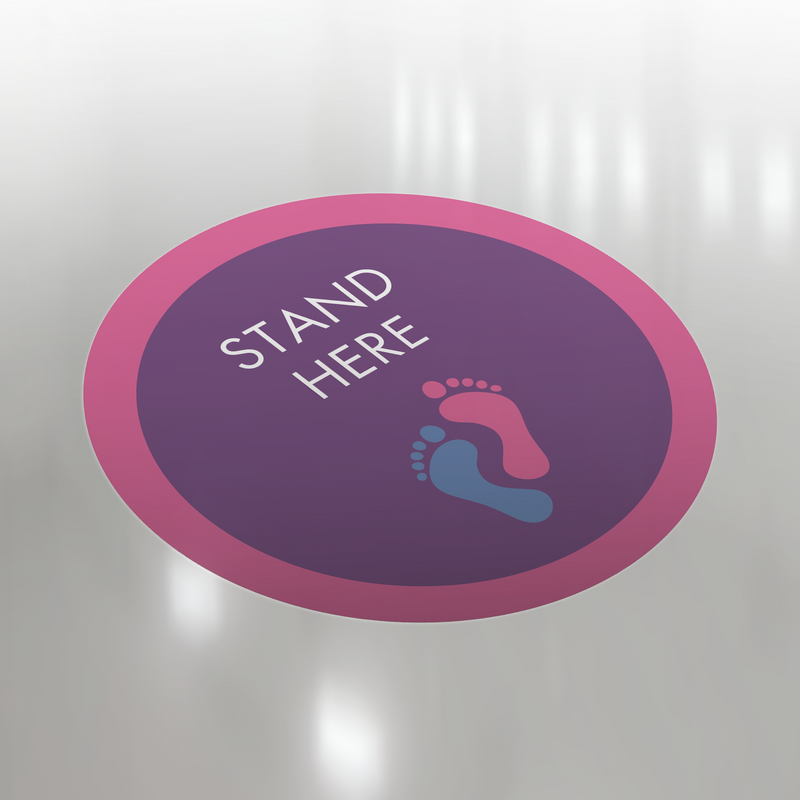 Stand Here (Purple Footprints) Floor Sticker