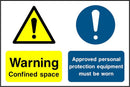 Warning Sign: Confined Space, Wear PPE | Elevate Signs